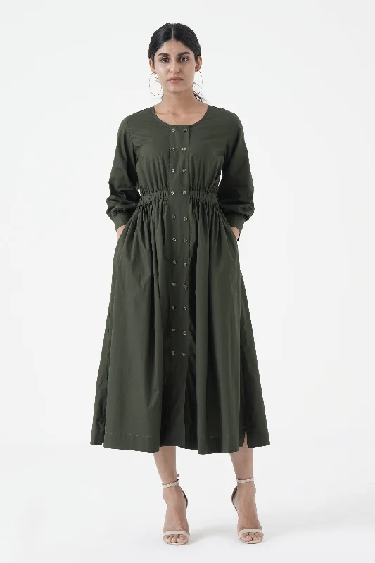 Women's Clothing for Every Season and Trend Euphoric - Double button placket dress - Green