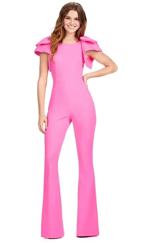 Gorgeous Glamour Collection Ashley Lauren 11422 - Bow Accent Sleeve Scuba Jumpsuit