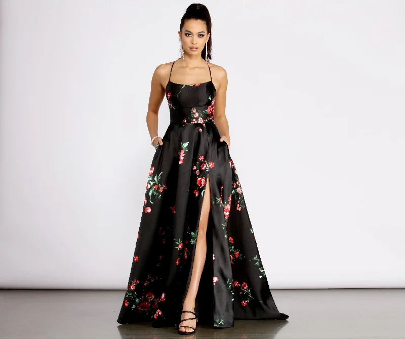 Modern Casual Clothing Catia Lace Up Charming Back Floral A-Line Dress
