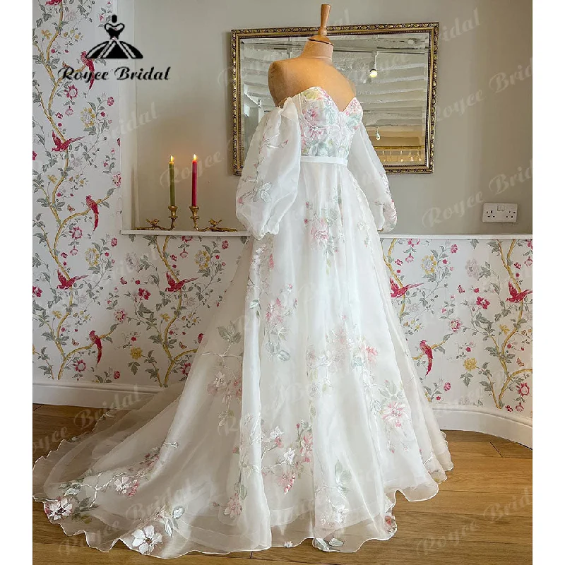 Flash Sale Now Vinatge Off Shoulder Princess Sweetheart Print Flower Wedding Dress with Detachable Long Puff Sleeve 2025 Wedding Party Dress Flash Sale Now Vinatge Off Shoulder Princess Sweetheart Print Flower Wedding Dress with Detachable Long Puff Sleeve 2025 Wedding Party Dress