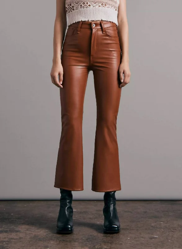 Save Big Casey Faux Leather Flare Pants In Putty Brow