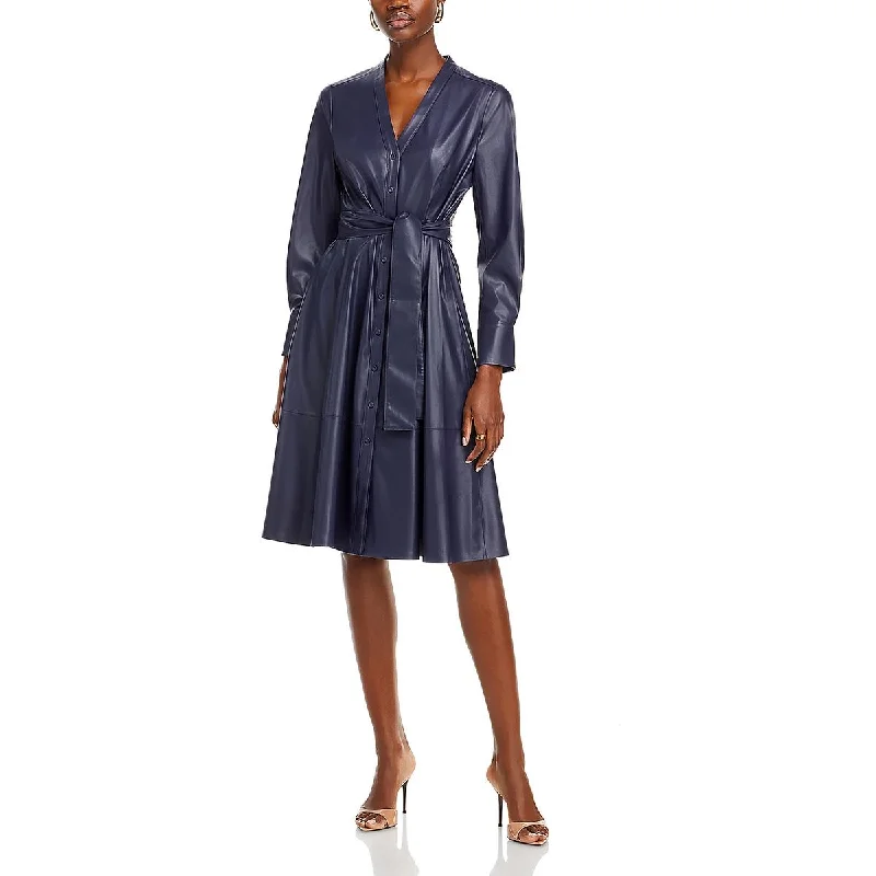 Online Clothing Stores Kobi Halperin Womens Faux Leather Midi Midi Dress