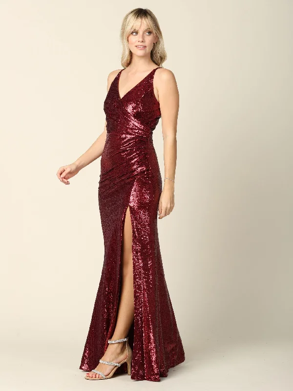 Trendy Street Style Attire Long Sleeveless Formal Fitted Sequins Prom Dress