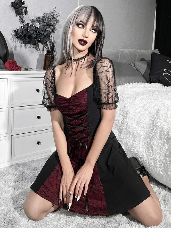 Modern Women’s Fashion with Vintage Touches Gothic Harajuku Lace Short Sleeve Grunge Sexy Patchwork Lolita Strap Mini Dress Modern Women’s Fashion with Vintage Touches Gothic Harajuku Lace Short Sleeve Grunge Sexy Patchwork Lolita Strap Mini Dress