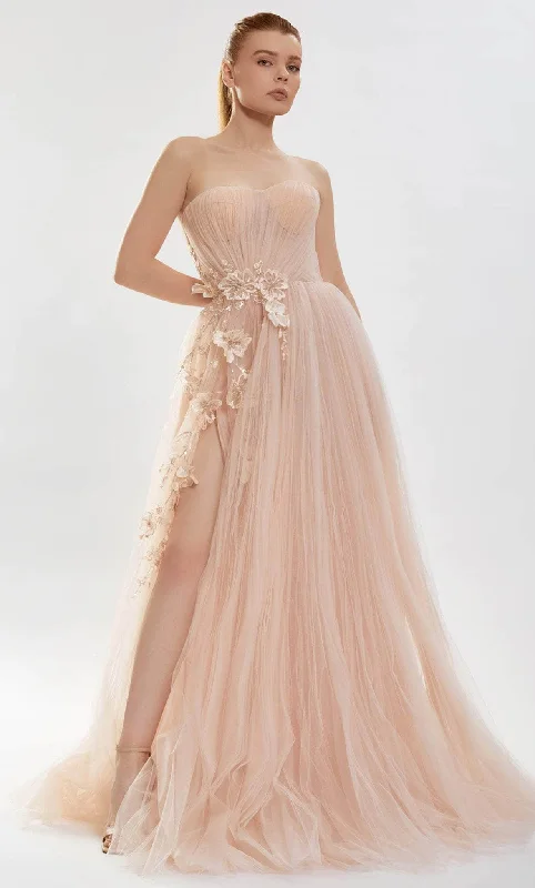 Effortless Style, Endless Impact Tarik Ediz 52149 - Three Dimensional Floral Strapless Gown