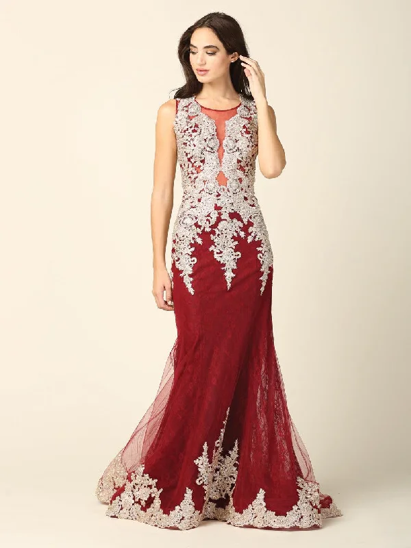 Women’s Seasonal Fashion Trends Long Sleeveless Formal Mermaid Lace Prom Dress