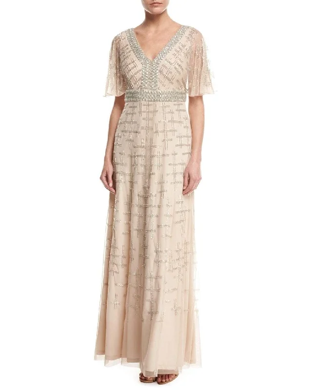 Must Haves Aidan Mattox - MD1E201195 Short Flutter Sleeve Adorned Capelet Gown