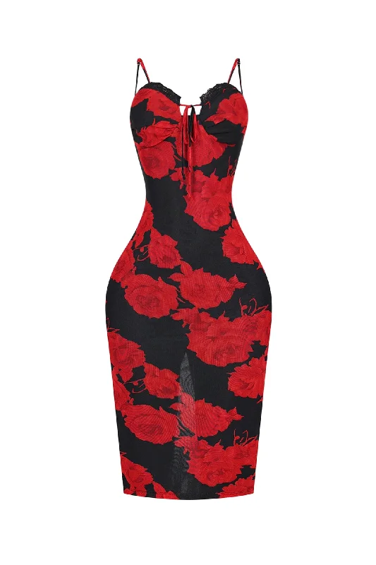 Casual Style for Busy Women Florencia Floral Lace Bustier Midi Dress