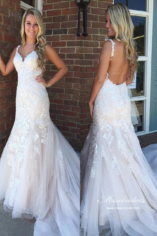 Women’s Clothing for Every Occasion Roycebridal Tulle Mermaid V-neck Backless Lace Appliques Wedding Dress With Train, MW994 Women’s Clothing for Every Occasion Roycebridal Tulle Mermaid V-neck Backless Lace Appliques Wedding Dress With Train, MW994