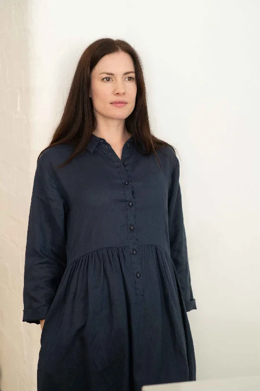 Smart Casual Deals Becky linen dress Prussian Blue