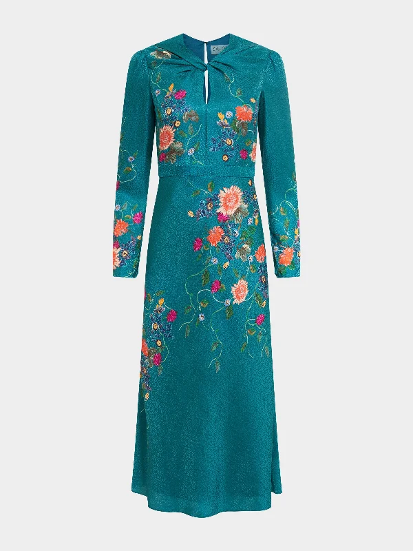 Eco Friendly Fashion Sale Claudia Midi Dress in Peacock Flori