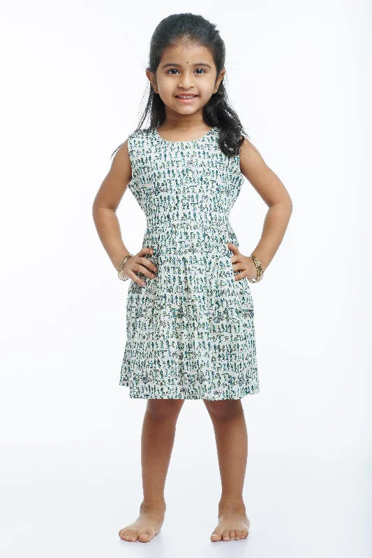 Stylish Savings Tribal Print Green Cotton Frock for Newborn Girls - Daily Wear Delight Stylish Savings Tribal Print Green Cotton Frock for Newborn Girls - Daily Wear Delight
