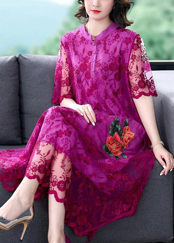 Women's Online Clothing Boutique Style Rose Embroideried Floral Tulle Long Dresses Short Sleeve Women's Online Clothing Boutique Style Rose Embroideried Floral Tulle Long Dresses Short Sleeve