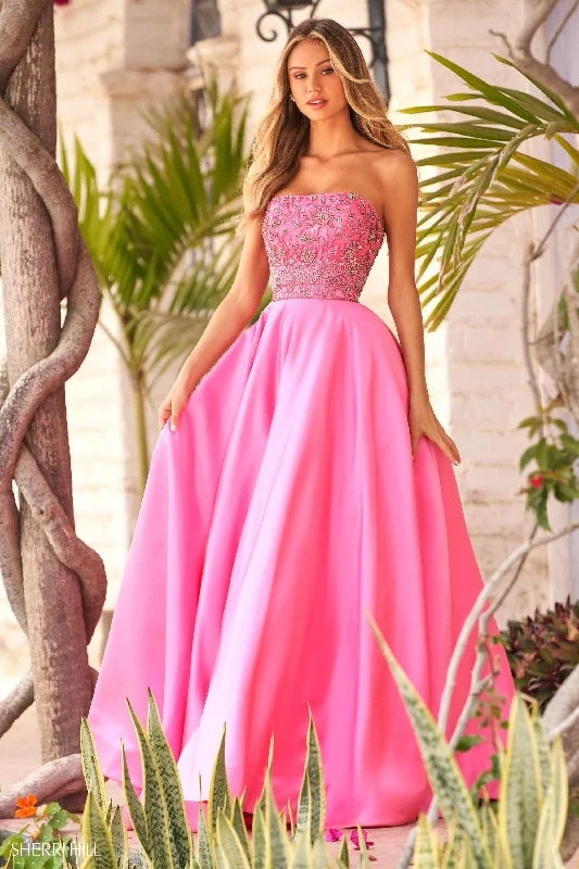 Relaxed Style Sherri Hill - 54269 Strapless Beaded A-Line Gown