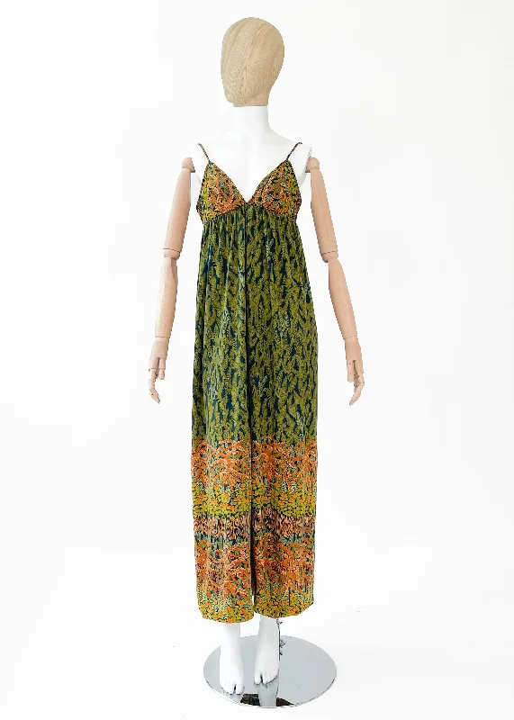 Plus Size Women’s Fashion Vintage 1970s Jean Varon Floral Print Maxi Dress