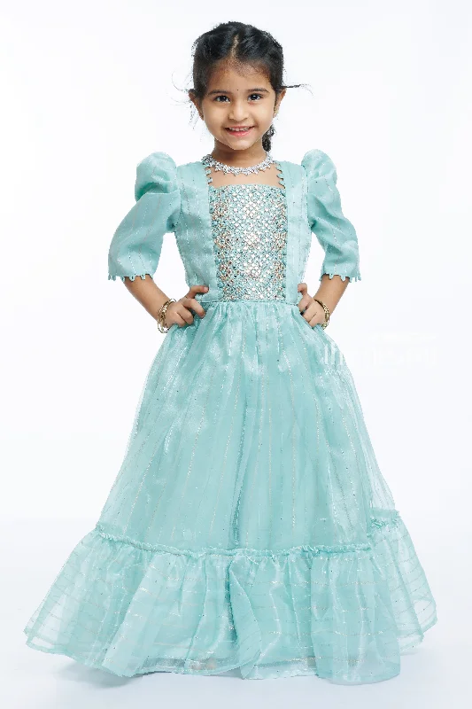 Outfits Ideas Ethereal Aqua Anarkali Dress with Embellished Bodice - Girls Occasion Wear Outfits Ideas Ethereal Aqua Anarkali Dress with Embellished Bodice - Girls Occasion Wear