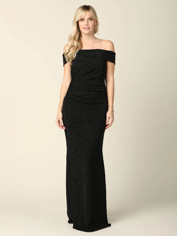 Athleisure Wear Special Offer Long Off Shoulder Metallic Fitted Formal Dress