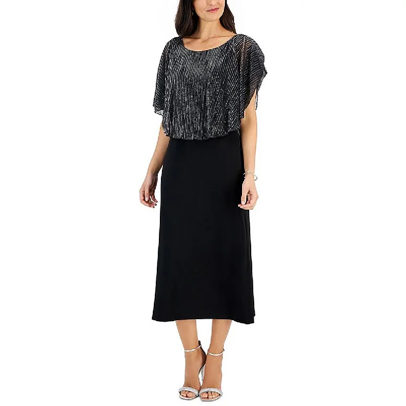 Trendy Women’s Dresses Online Connected Apparel Womens Metallic Cape Midi Dress