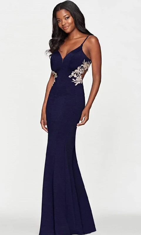 Special Offer For You Faviana - S10668 V Neck Side Detailed Long Gown