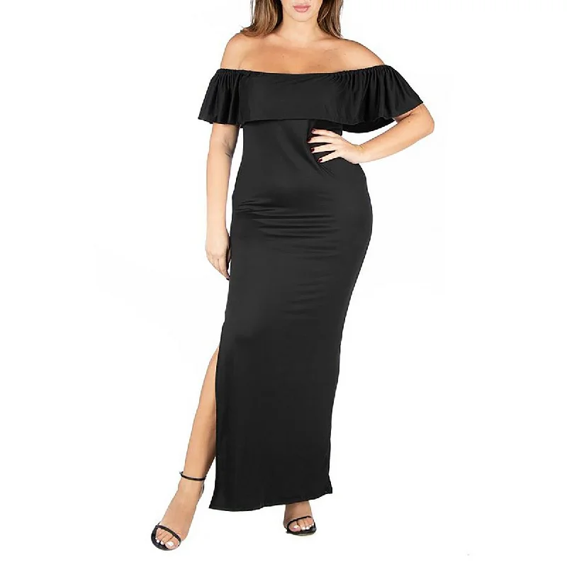 Buy More, Save More 24seven Comfort Apparel Womens Plus Ruffled Comfy Midi Dress