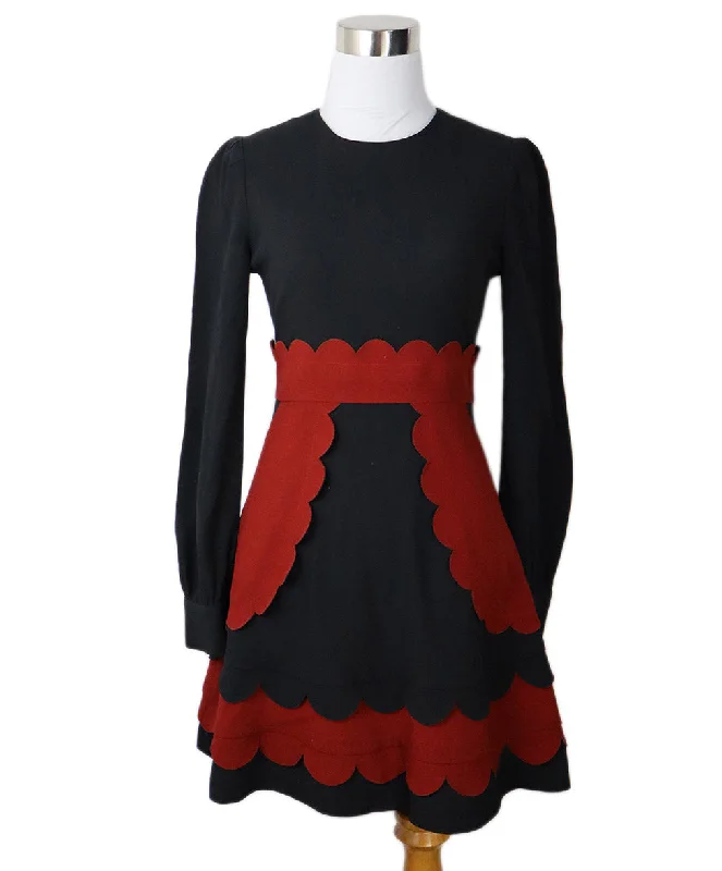 Best Sellers Red Valentino Black & Red Scallop Dress sz 2