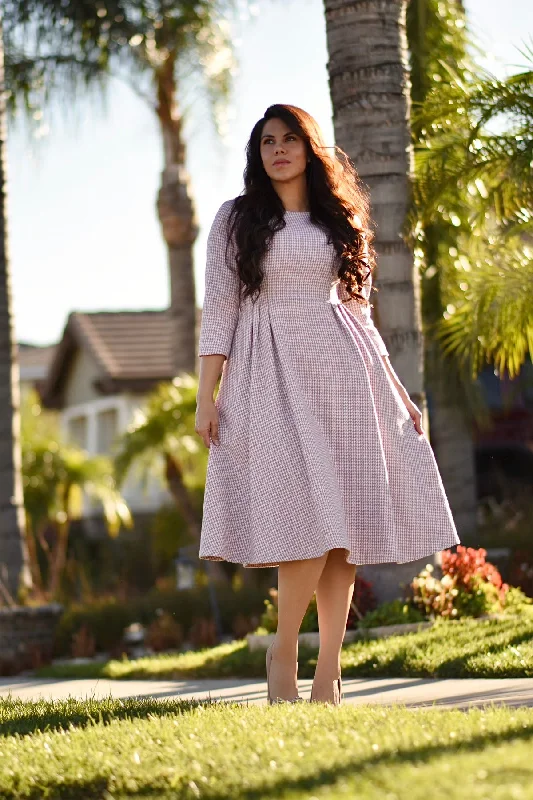 Chic Styles Asos Pink Houndstooth Midi Dress