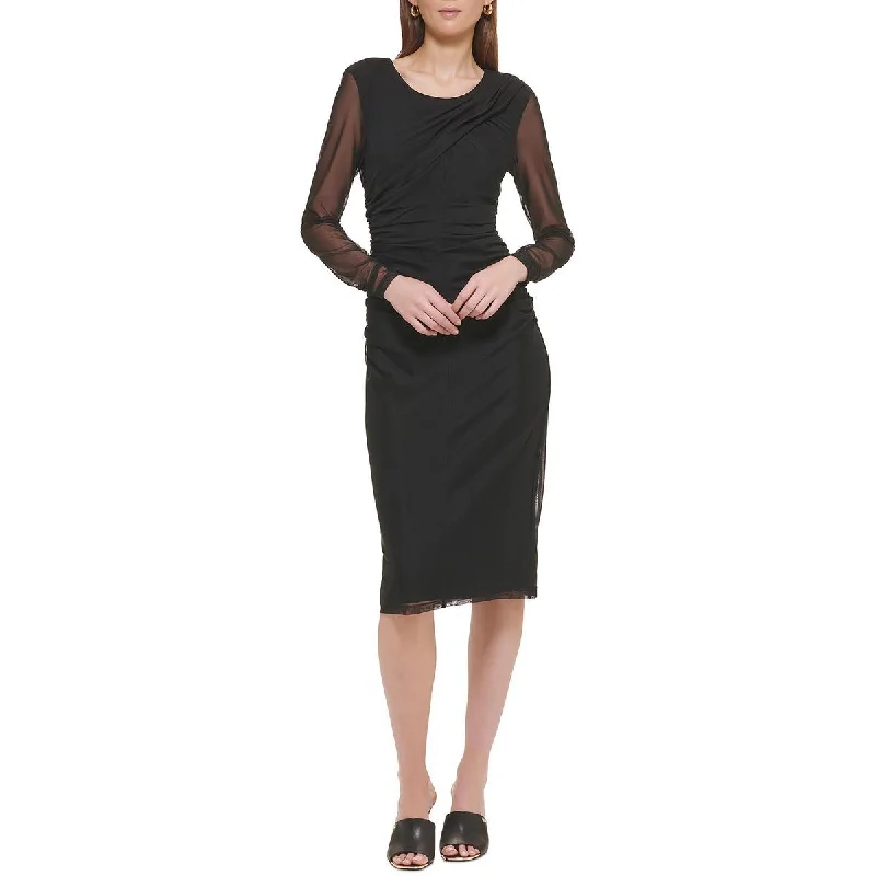 New Arrival Discounts DKNY Womens Illusion Ruched Midi Dress