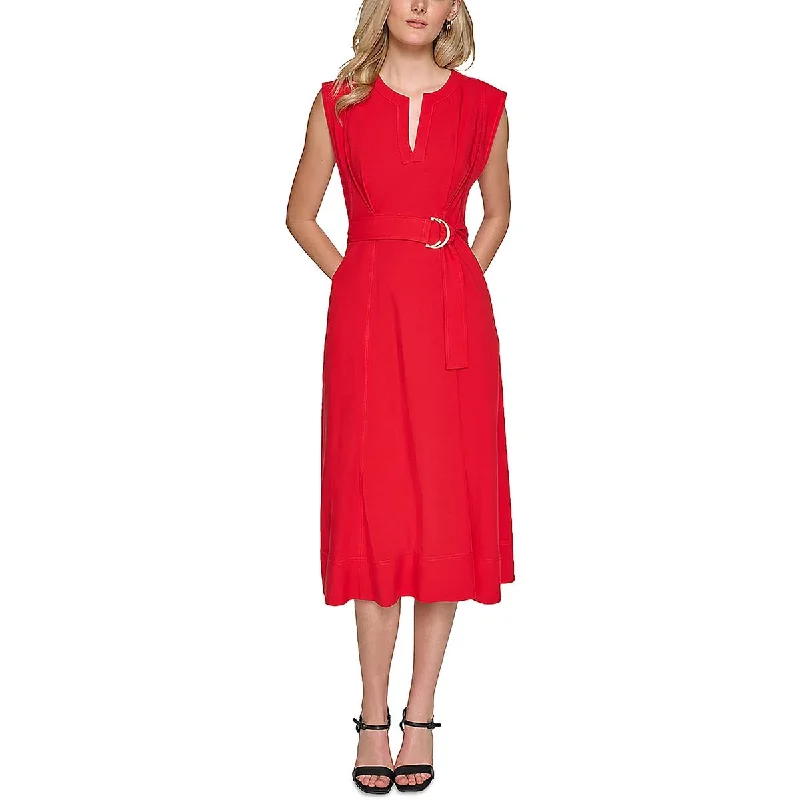 Gift Ideas Karl Lagerfeld Paris Womens Below Knee Split Neck Midi Dress