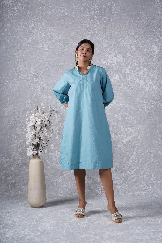 Women's Plus-Size Casual Outfit Blue Dress