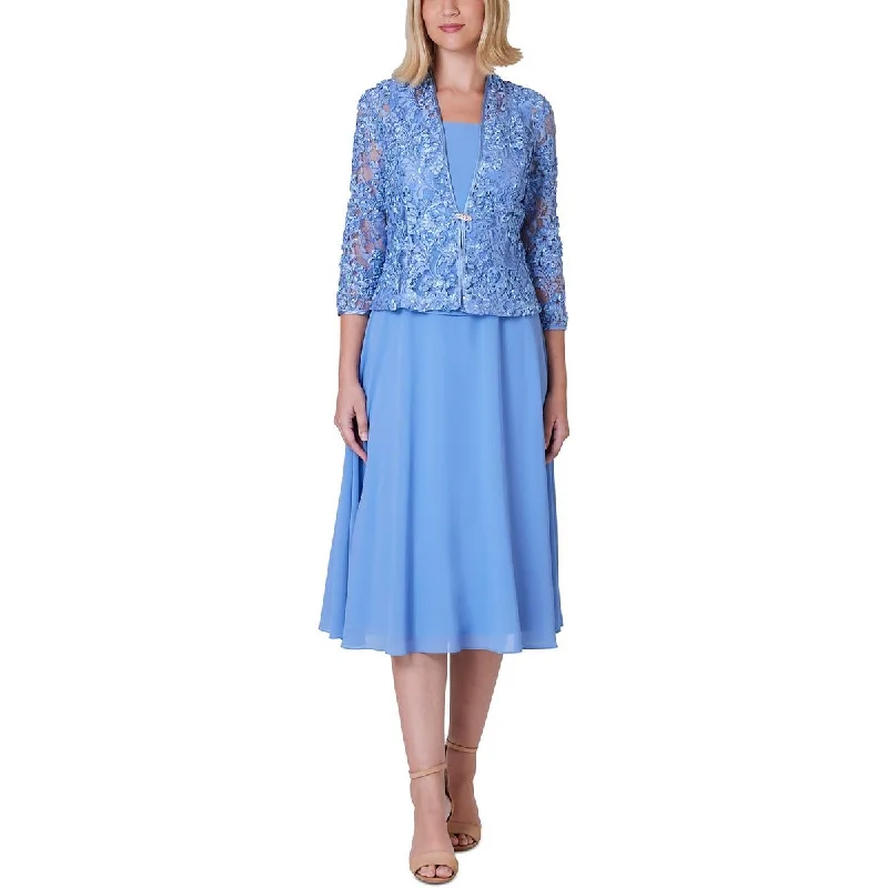 Workwear Fashion for Women Jessica Howard Womens Crepe Jewel Neck Midi Dress