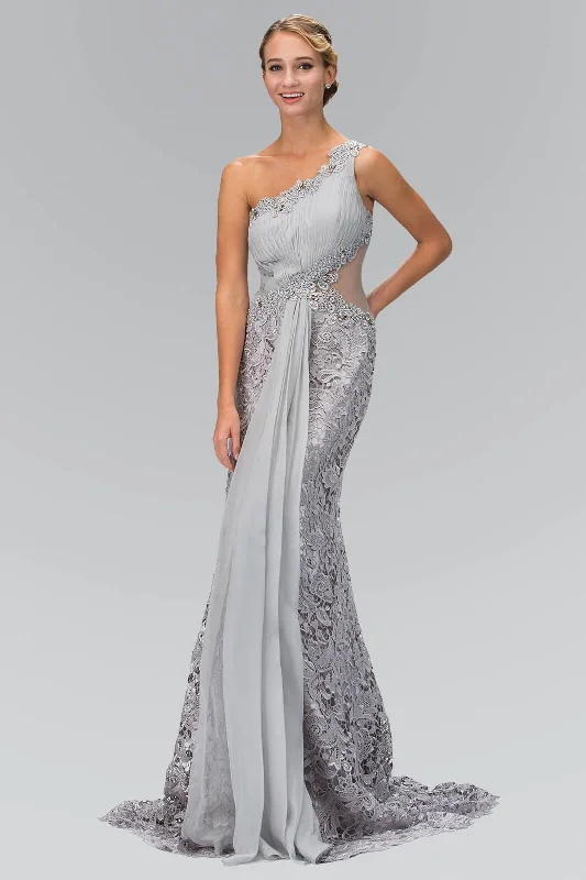 Special Offers One Shoulder Lace Long Prom Dress Formal