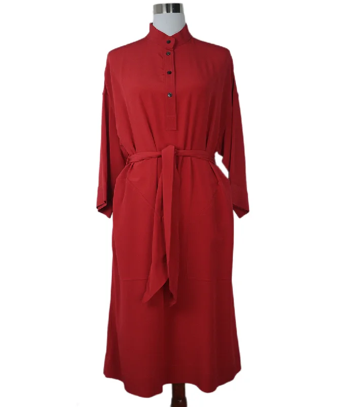 High-Quality Women's Fashion Dresses Ferragamo Red Silk Dress sz 10