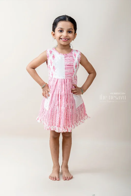 Flash Sale Event Pink Designer Sleeveless Frock For Baby Girls With Pockets