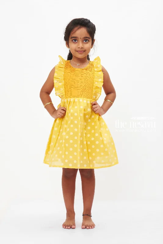 Colorful Clothing Sunny Yellow Ruffle Sleeve Baby Frock with Daisy Accents for Girls Colorful Clothing Sunny Yellow Ruffle Sleeve Baby Frock with Daisy Accents for Girls
