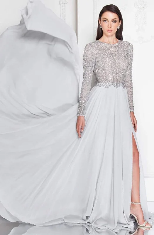 Online Boutique Clothing Terani Couture - 1813M6703 Shimmering Long Sleeve Evening Gown