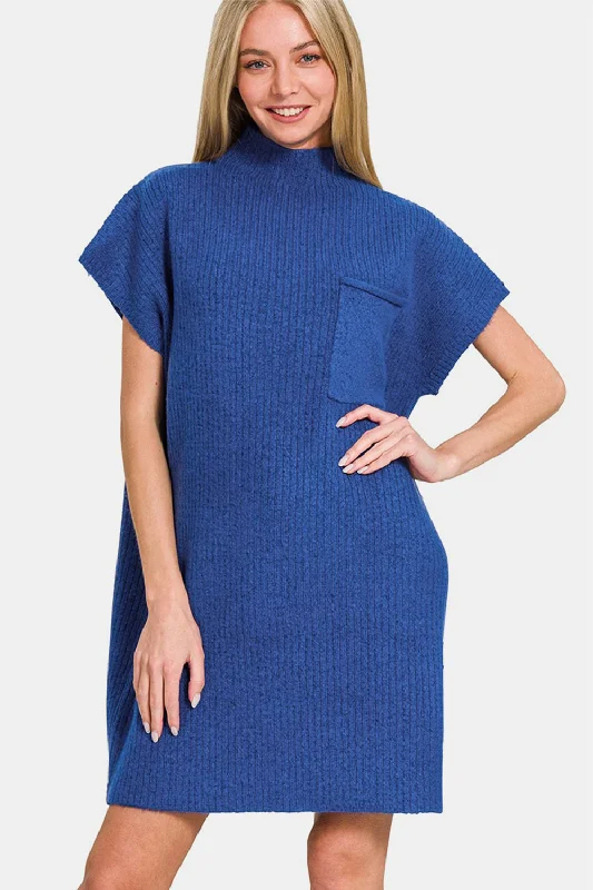 Trendy Online Boutiques Zenana Short Sleeve Sweater Mini Dress