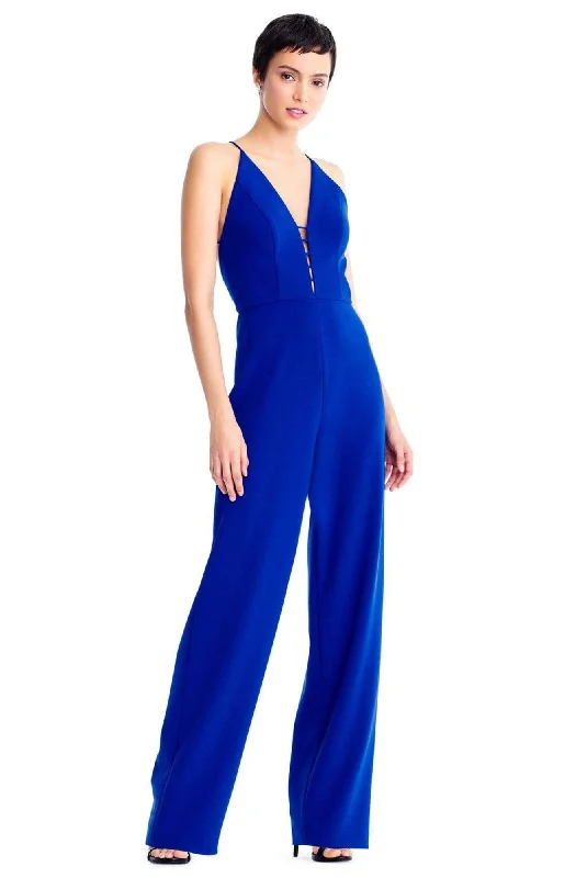 Trendy Women's Wear Aidan Mattox - MN1E204084 Deep V-neck Jumpsuit With Cutouts