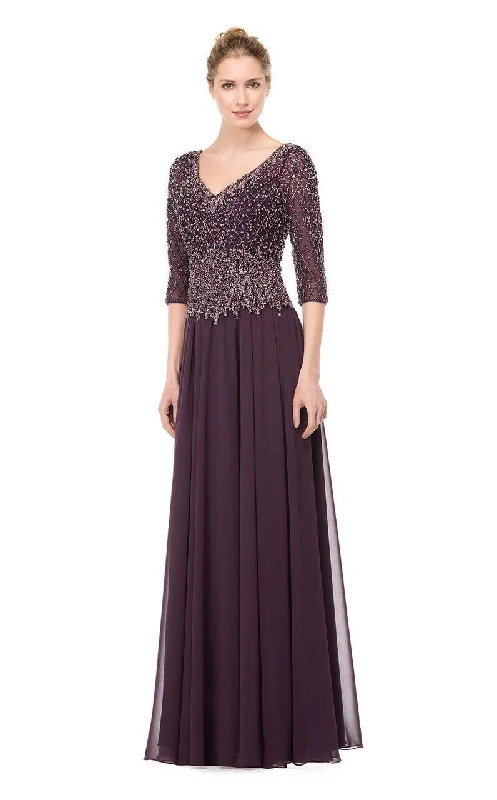 New Arrivals Marsoni by Colors - Illusion Lattice Motif Chiffon A-Line Gown M165