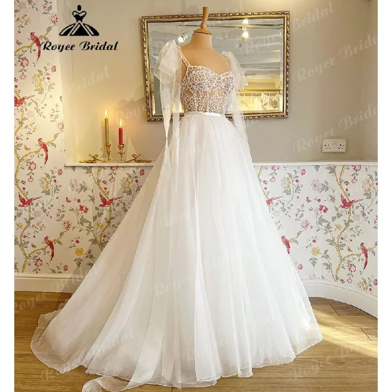 Style Streetwear Roycebridal Modern Beach Princess Sweetheart Neckline Wedding Gowns for Women 2025 Bridal Dress Spaghetti Straps suknia slubna Style Streetwear Roycebridal Modern Beach Princess Sweetheart Neckline Wedding Gowns for Women 2025 Bridal Dress Spaghetti Straps suknia slubna