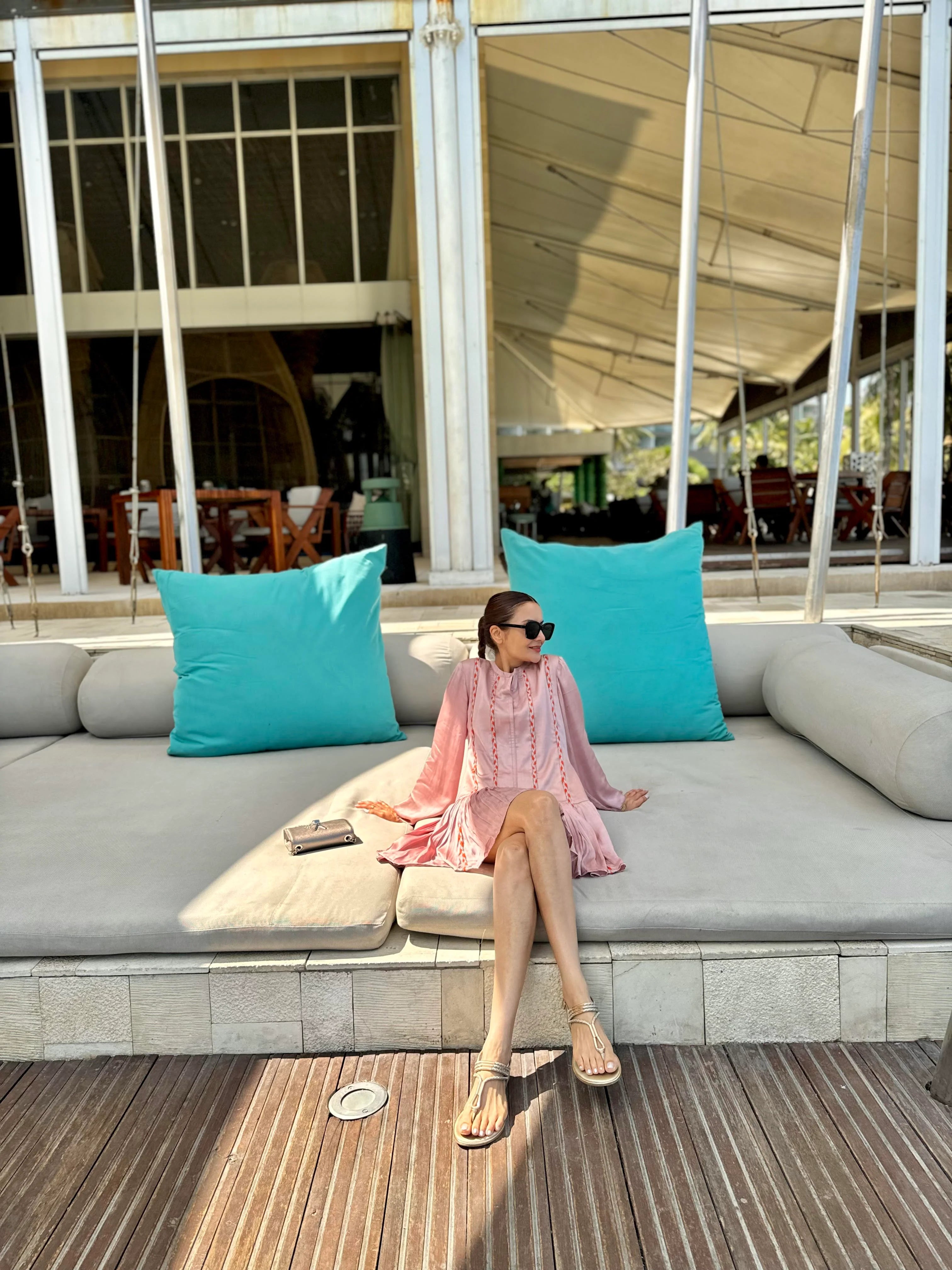Limited Stock Pink-Orange Braided Short Gather Dress