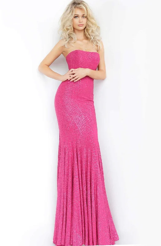 Relaxed Style Jovani - 1121 Strapless Lattice Rendered Mermaid Gown