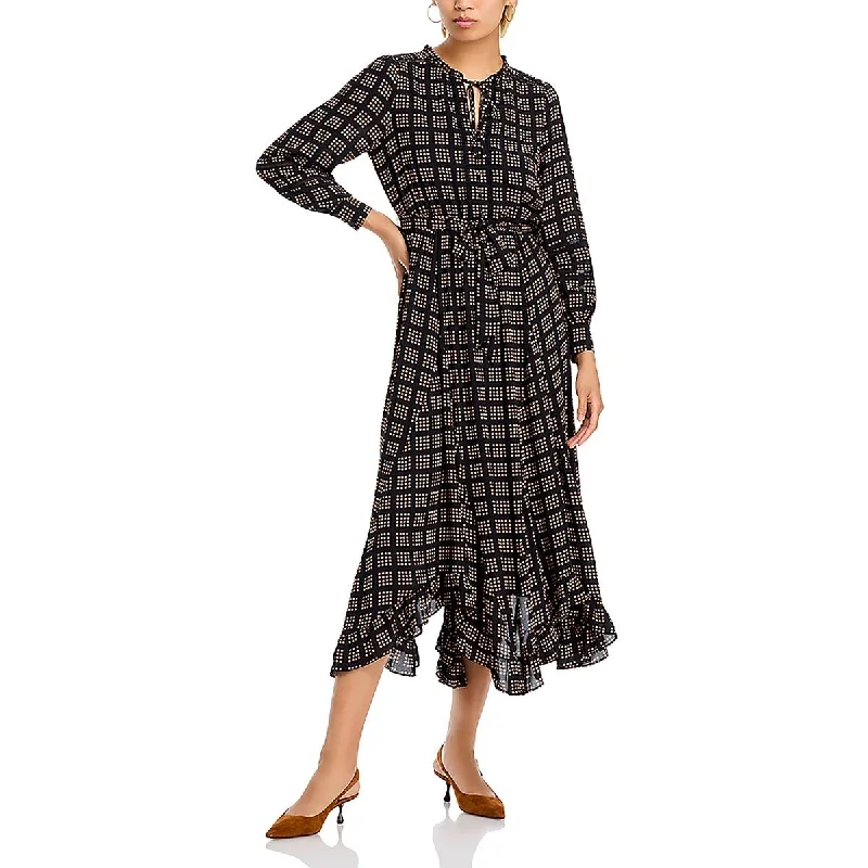 Women’s Clothing for Every Occasion T Tahari Womens V Neck Printed Midi Dress