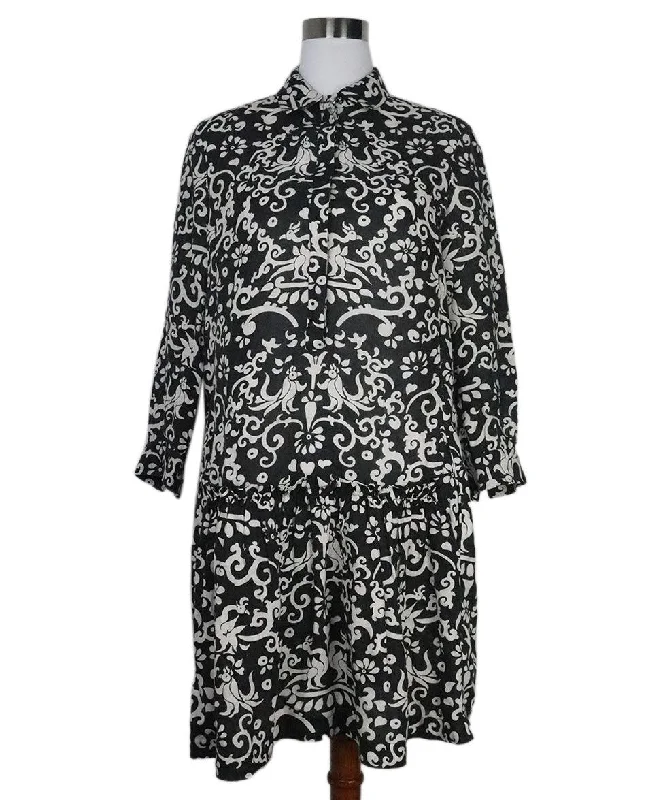 Clothes For Woman Saloni B&W Print Linen Dress sz 8