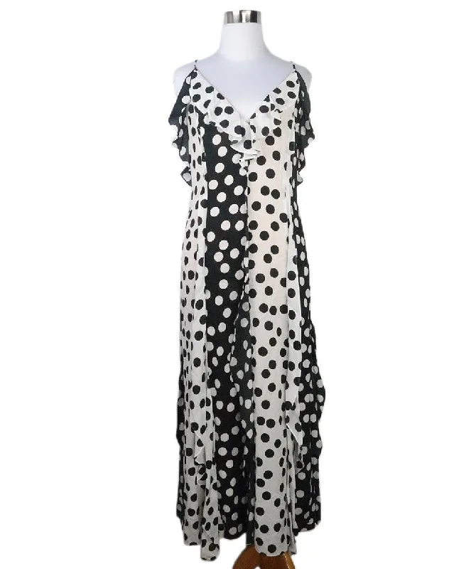 Women's Street Style Casual Wear Carolina Herrera Black & White Polka Dot Dress sz 8