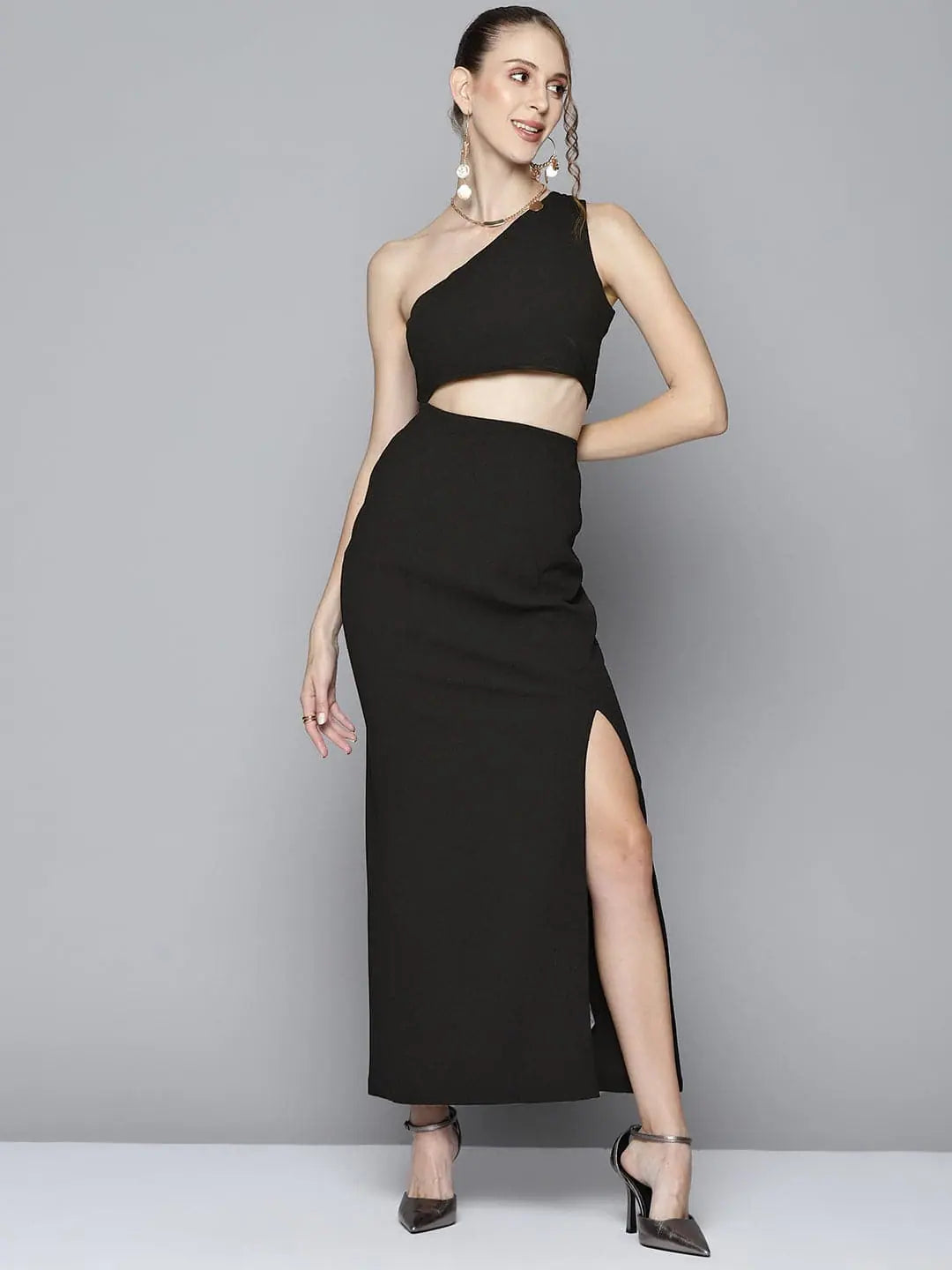 Limited Time Offer Women Black One Shoulder Maxi Dress