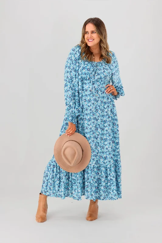 Clearance Sale Online Salty Bright Meredith Maxi Dress Blue Print