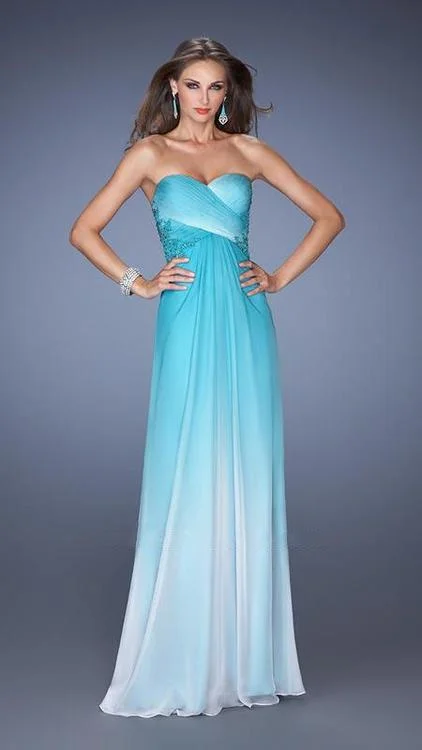 Trend Alert La Femme 19549 Strapless Surplice Pleated A-Line Gown