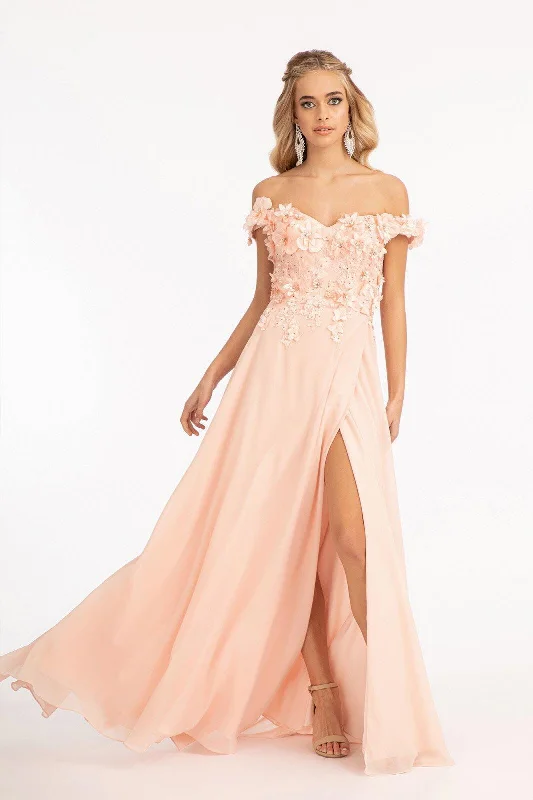 Chic Women’s Clothing for Date Nights Long Off Shoulder Formal Chiffon Prom Gown Sale