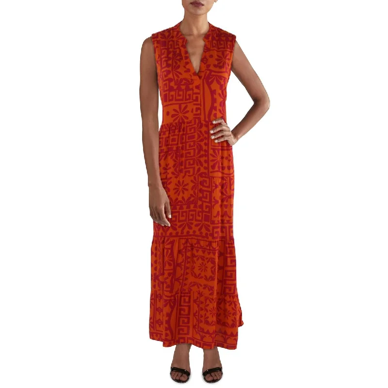 Sophisticated Style Mlle Gabrielle Womens Printed Sleeveless Midi Dress