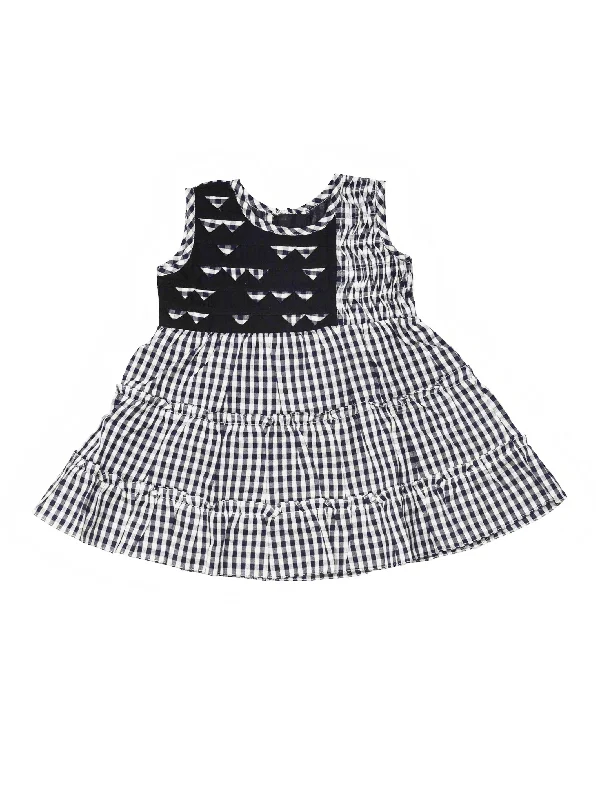 Clothing Sales Mini Checked Designer Cotton Dress for Newborn Girls